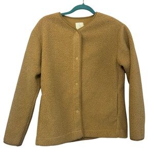 Joie Teddy Collarless Snap Front Neutral Tan Casual Jacket Size XS